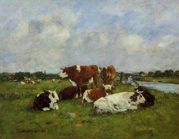 Eugene Boudin : Pasturage on the Banks of the Touques